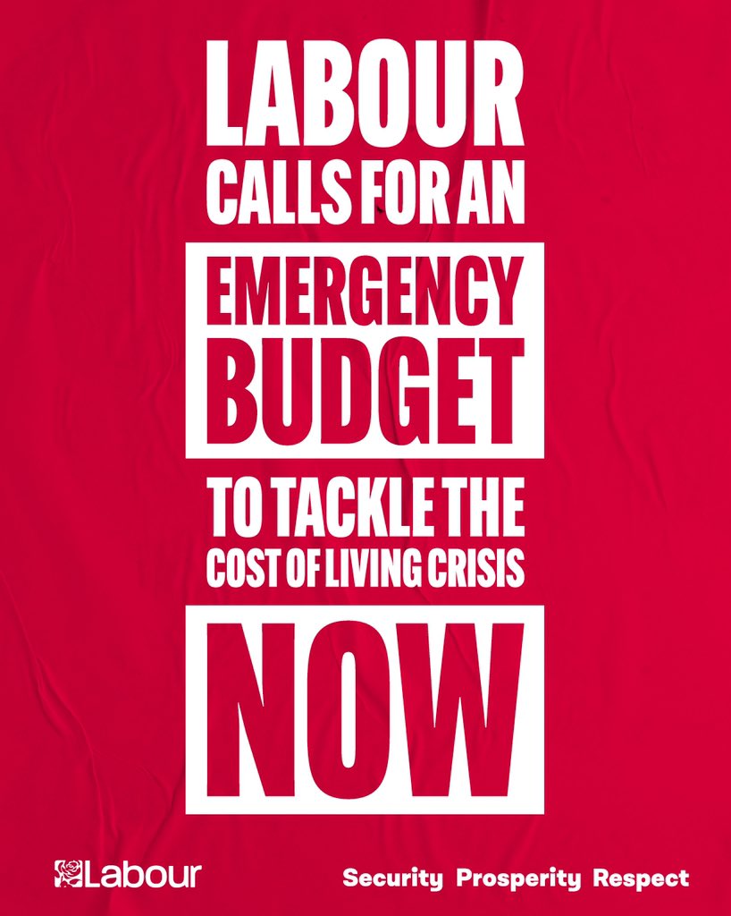 Labour calls for an emergency budget to tackle the cost of living crisis now