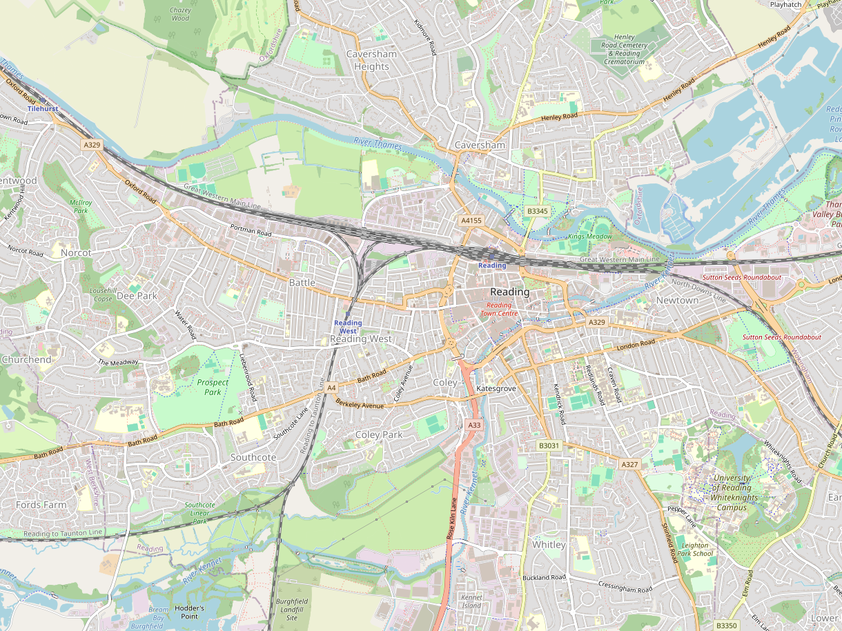 Map of central Reading